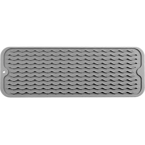 Tapis égouttoir à vaisselle multi-usages, tapis en silicone pour cuisine, gris-B (1/5)