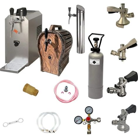 Set completo - Spillatore birra - JET 30, dispenser birra, sottobanco, macchina per birra 1-linea, 35 litri/h - raffreddatore a flusso con botti in legno, KEG: Set di tutti attacco fusto birra (1/5)