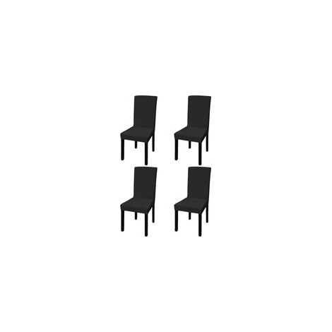 Stretch-Stuhlhussen, gerade, 4er-Set, schwarz - Crezuo (1/4)