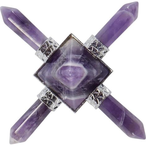 Générateur d'énergie en cristal d'améthyste pyramide 4 points pierre de guérison Reiki équilibre des chakras pierre précieuse hexagonale (1/5)