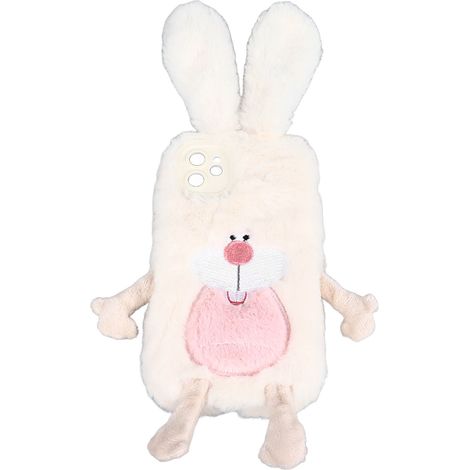 Coque IPhone 11 Lapin Blanc Doux Mignon Fourrure Peluche Anti-Choc Housse Protectrice Femme Fille Hiver (1/5)
