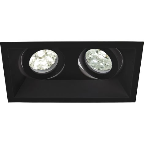 Spot DECO GU10 carré 2 têtes orientable, noir mat IP20 - EUROPOLE - 27861 (1/4)
