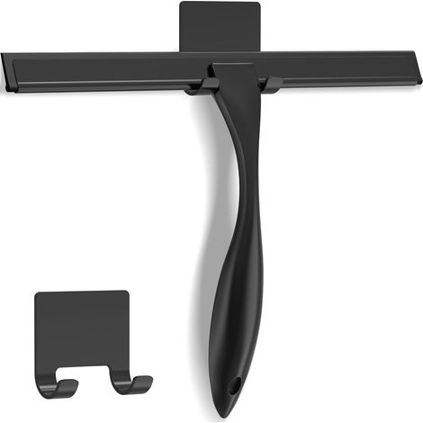 outil de nettoyage de salle de bain, raclette de miroir de fenêtre domestique pour portes en verre, nettoyage 10 pouces, noir (1/5)
