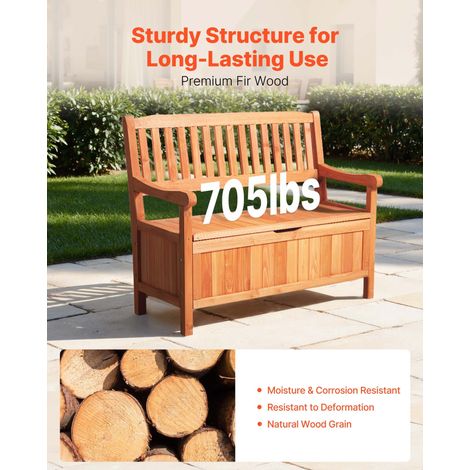 Banc de Rangement Extérieur en Bois Coffre de Jardin 125 L Banc (1/5)