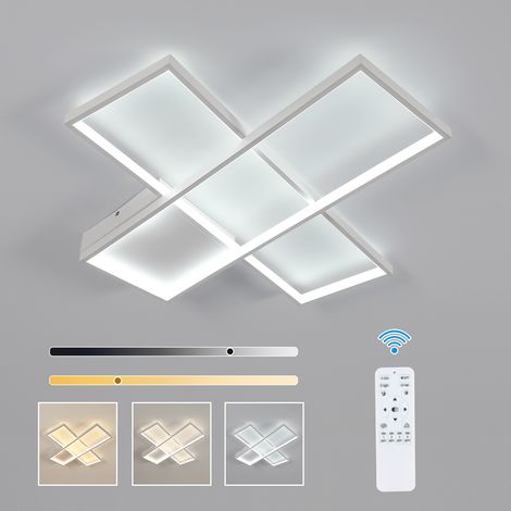 Modern Rectangular LED Ceiling Light, Textured White, 64x62x6cm, 30W Dimmable 220V for Living Room Office Kitchen (1/5)