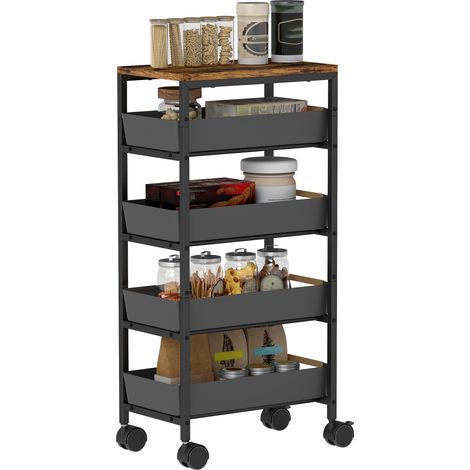 Black 5-Tier Rolling Storage Cart for Efficient Organization and Easy Mobility