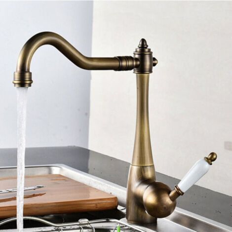 Küchenarmatur, Antikmessing, 360° schwenkbar, Hochdruck-Spültischarmatur im Landhausstil, Küchenmischbatterie (1/5)
