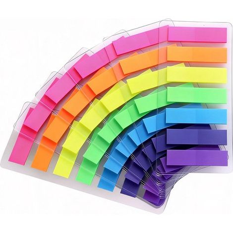 Etiquetas adhesivas fluorescentes，6 unidades，13 x 5,5 cm，Cada etiqueta pequeña mide 4,3 x 1,2 cm，Imitación de material impermeable (1/5)