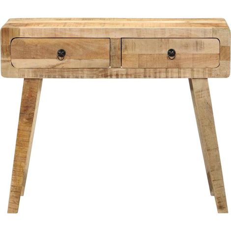Table console，Table d'appoint，Bout de canapé，Meuble d'entrée 90x32x75 cm bois massif de manguier brut