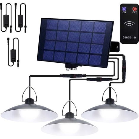 Solar-Außenleuchte, Solar-Pendelleuchte mit Fernbedienung, IP65 wasserdichte LED-Hängeleuchte für den Garten mit 3 Lampen