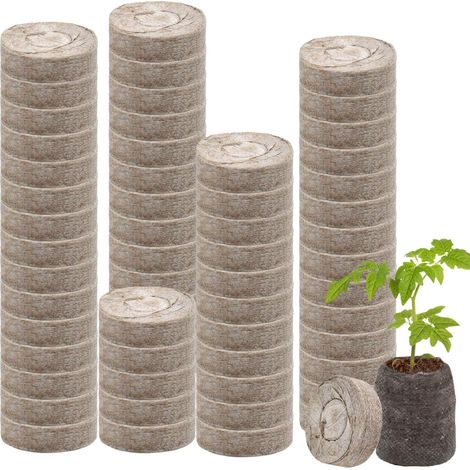 50 pastilles de tourbe de 30 mm pour semis, substrat compressé en fibres pour éviter le choc racinaire lors de la plantation d'herbes aromatiques, de fleurs et de légumes. (1/5)