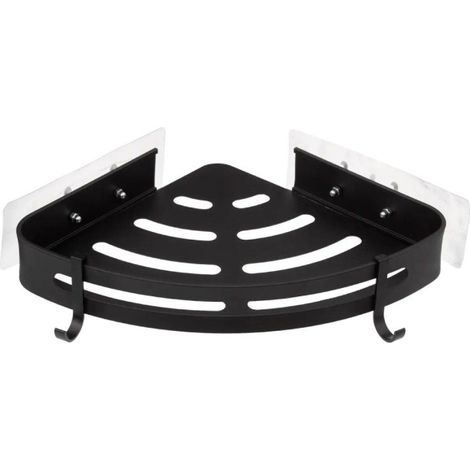 Étagère d'Angle de Douche "Adhésif" 29cm Noir (1/4)