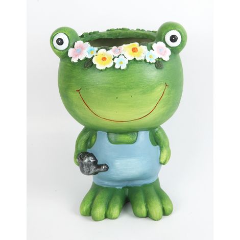 TrendLine Pflanztopf Polyresin Frosch 30 x 17 x 21 cm grün