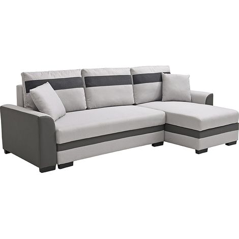 Divano letto angolare reversibile in Tessuto e Similpelle Grigio  - GIANY II