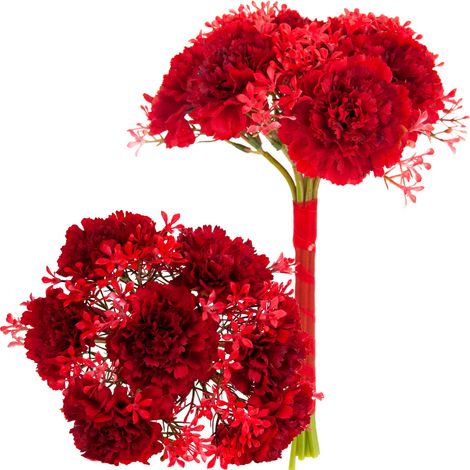 CV18424-10 MAZZO DI 7 GAROFANI ROSSI FIORI ARTIFICIALI