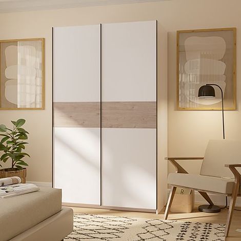 Guardaroba 2 Ante Maba, Armadio Camera da Letto 2 Ripiani, Appendiabiti, 2 Ante, 120x204h cm Bianco (1/4)