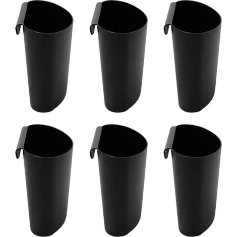 Lot de 6 petits seaux suspendus – Porte-gobelet à suspendre pour chariot à roulettes, étagère murale, boîte de rangement pour cuisine, salon, salle de bain, bureau, poubelle de nettoyage (noir) (1/4)