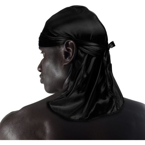 Durag en soie léger confortable respirant tendance homme, bandeau de tête doux, ajustable, idéal pour le sommeil et le sport, taille unique, noir.