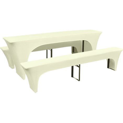 Ensemble de trois housses de protection pour tables/bancs de bar, couleur crème extensible