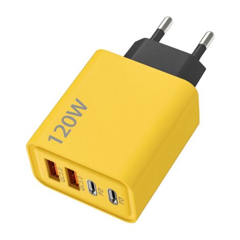 pair Chargeur rapide 120W PD 4 ports USB Type-C – EU, multiport, jaune (1/4)
