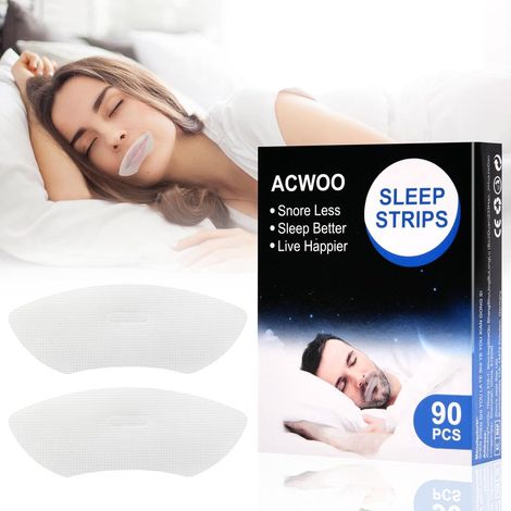Sleep Strips Mouth Tape, 90 Pcs Anti Ronflement Bouche Bandes, Adhésif Sleep Strips Bandes, Buccales Anti-Ronflement, Améliore La Qualité Du Sommeil Et Réduit La Respiration Buccale (1/5)
