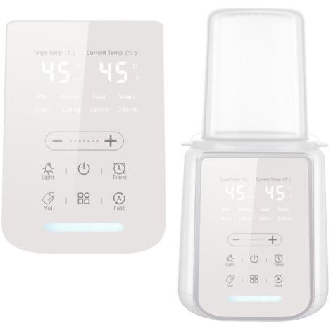 Chauffe-Biberon 8-en-1 – Chauffe-Aliments Bébé Multifonction avec veilleuse et minuterie, idéal pour les déplacements, préserve les nutriments du lait maternel, compatible tous biberons