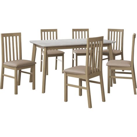Salle à manger complète Victorville 267, Sonoma chêne, 75x80x140cm, Diamètre: 0, Nombre de chaises: 4, Style: Contemporary