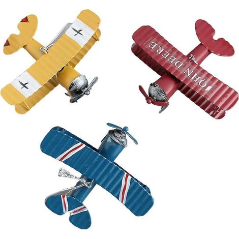 Set mit 3 Vintage-Doppeldecker-Modellflugzeugen aus Metall als Hängedekoration für Schlafzimmer, Kuchen und als Foto-Requisiten (1/4)