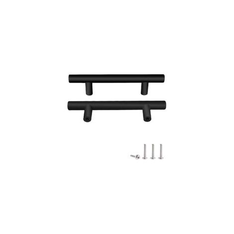 2 poignées de porte en acier noir, poignées de meubles avec vis pour tiroir, armoire, cuisine, décoration intérieure, entraxe 96 mm (1/4)
