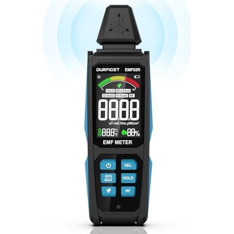 EMF Counter, 5-in-1, Rechargeable Digital Electromagnetic Field Detector for EF, RF, MF and WiFi Signals