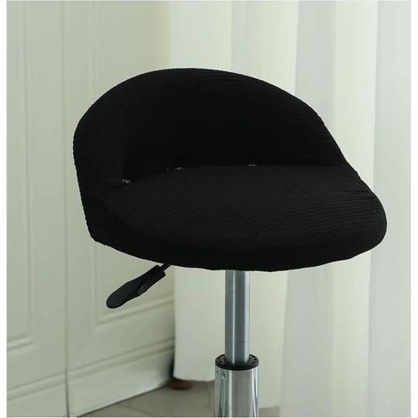 Housse de Tabouret Ronde Pivotant de Bar avec Petit Dossier Lune Modernes Irrégulière Couvre Tabouret Haute Bar Cuisine Scandinave Couverture Housse Chaise Salle Manger,Noir (1/5)