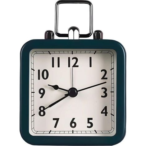 Horloge cheminée plastique rouge – quartz silencieux – bureau/chambre – réveil carré rétro minimaliste (1/5)