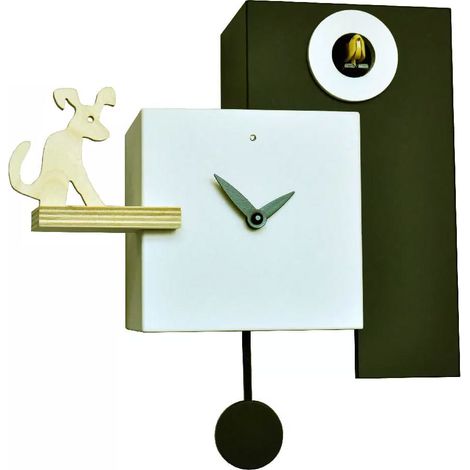 Orologio a Cucù da Parete 25X23X12Cm Pirondini Italia The Guardian Nero e Bianco