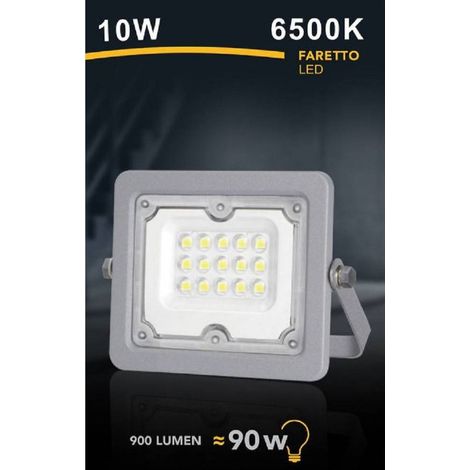 TrAdE Shop Traesio - Faro Led 10 W Ultra Slim Grigio Esterno Ip65 Luce Fredda Naturale Calda Fs10w-g - -Bianco Freddo -