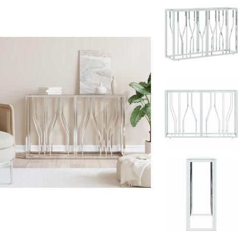 Table console 110x30x70 cm acier inoxydable et verre - Table Basse - Meuble D'appoint - Table D'entrée - Table Console - Table Accent (1/5)
