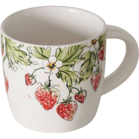 Keramikbecher mit Erdbeermuster STRAWBERRY, 450 ml