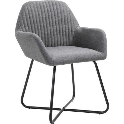 Chaise tissu gris foncé et pieds métal noir Mikee - Lot de 4 (1/5)
