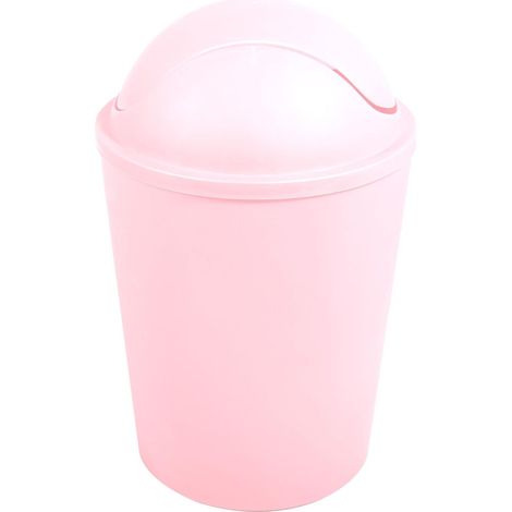 Poubelle à Bascule PP - Capacité 5,5 L - Design Compact et Pratique - Idéale pour Salle de Bain ou Cuisine - Couleur Rose Pastel - Fonctionnement Simple (1/4)