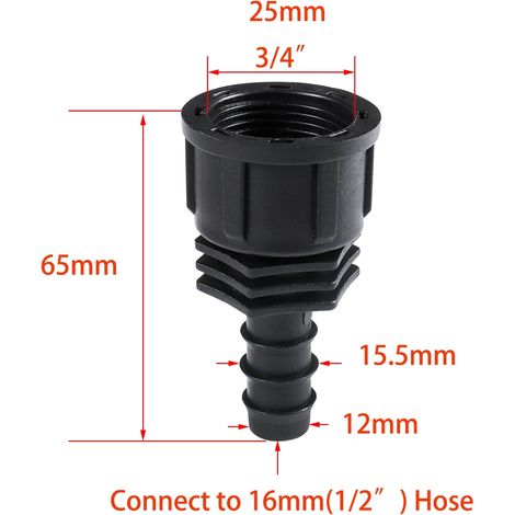 Raccords de tuyau PE 16 mm (3/4 pouce à 16 mm) - 2 pièces - Raccord en T et coude pour système d'irrigation goutte à goutte de jardin - Bouchon (1/5)