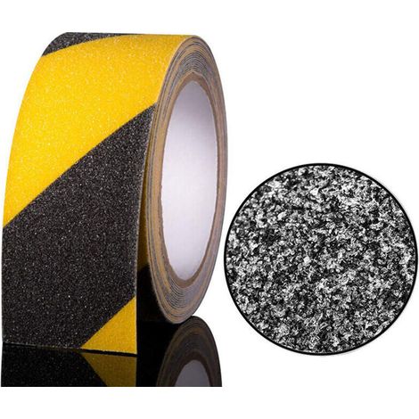Bande Antidérapante adhésive, Forte Adhésif, Ruban Autocollant Anti-dérapante, pour Intérieur et Extérieur, Noir/Jaune, 2 pièce 5Mx5cm (1/5)