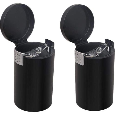 Cendrier et poubelle de voiture combinés, design portable et amovible, convient à la plupart des véhicules (noir, lot de 2) (1/4)