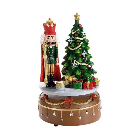 Carillon Natalizio con Albero di Natale e Soldato Schiaccianoci Girevole- Addobbo Natalizio in Movimento con Suoni Idea Regalo (1/2)