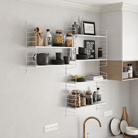 Modulares Wandregal Strängnäs 3er Set Weiß [en.casa]