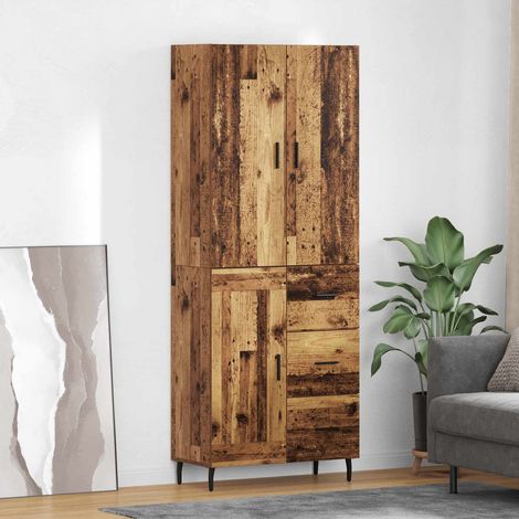 Highboard mit Schubladen 2 pcs Altholz Engineered Wood und Glas