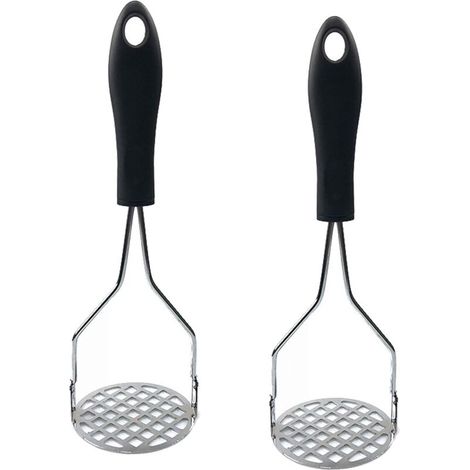 Set di 2 schiacciapatate, schiacciapatate manuale professionale per impieghi gravosi, schiacciapatate antiscivolo color argento chiaro (1/4)