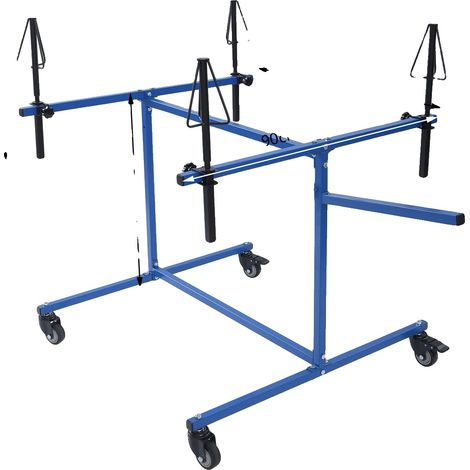 Soporte para pintura con ruedas, rotación de 360°, capacidad de carga de 100 kg, color azul. (1/2)