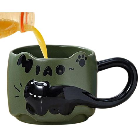Tasse en céramique Mug Chat Mignon pour Déco Maison Mug à café et tasse à thé 38cl motif Pour lait latte eau cuisine bureau pendaison de crémaillère fête anniversaire (1/5)