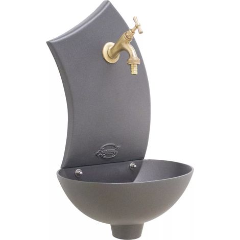 Fontaine murale modèle Pinta pour jardin potager avec or sans robinet au choix  : avec robinet ent laiton bruni
