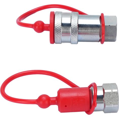 Jeu de 2 raccords rapides hydrauliques 1/4" NPT ISO7241-A en acier trempé avec capuchon anti-poussière (1/5)