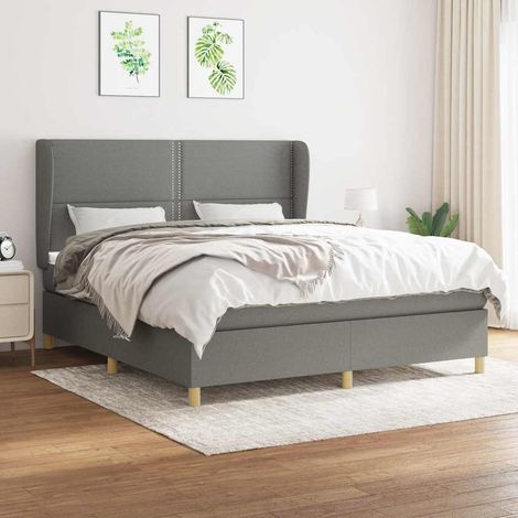 Sommier à lattes de lit avec matelas Gris foncé 180x200cm Tissu (1/5)